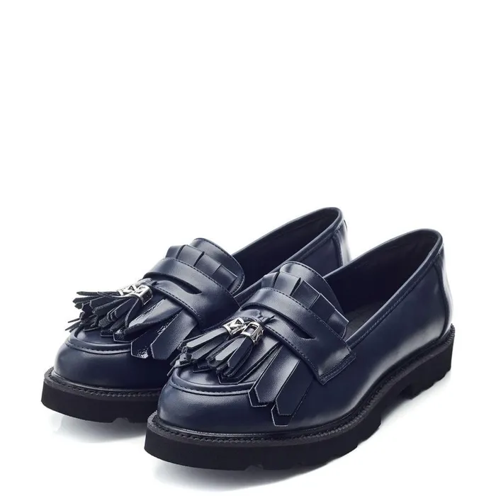Women Moda In Pelle Casual Shoes Fleeche Navy Porvair