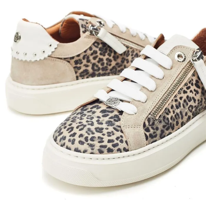 Women Moda In Pelle Casual Trainers Baudry Leopard Suede