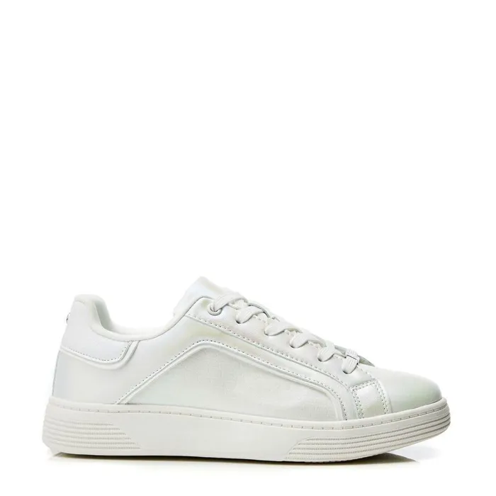 Women Moda In Pelle Casual Trainers Bearly White Iridescent Porvair