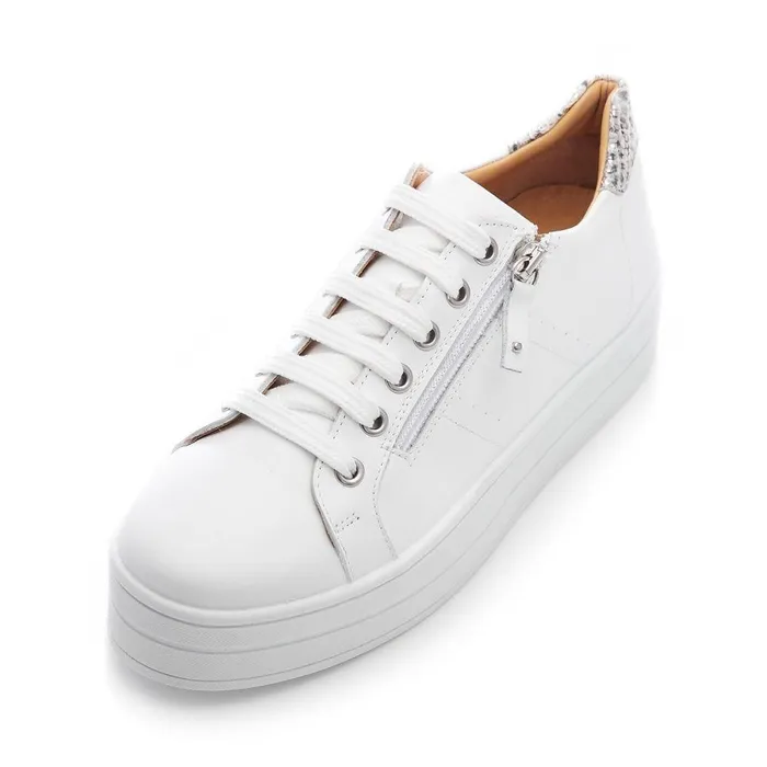 Women Moda In Pelle Chunky Trainers Bsoleful BGlazie White 8211 Snake Leather