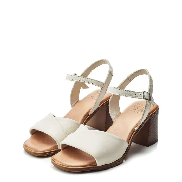Women Moda In Pelle Heeled Sandals Lanie Off White Leather