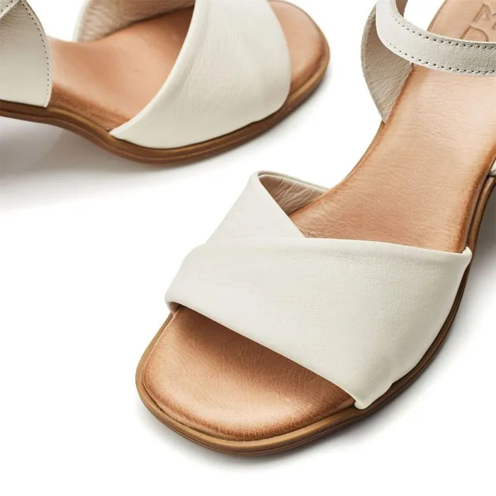 Women Moda In Pelle Heeled Sandals Lanie Off White Leather