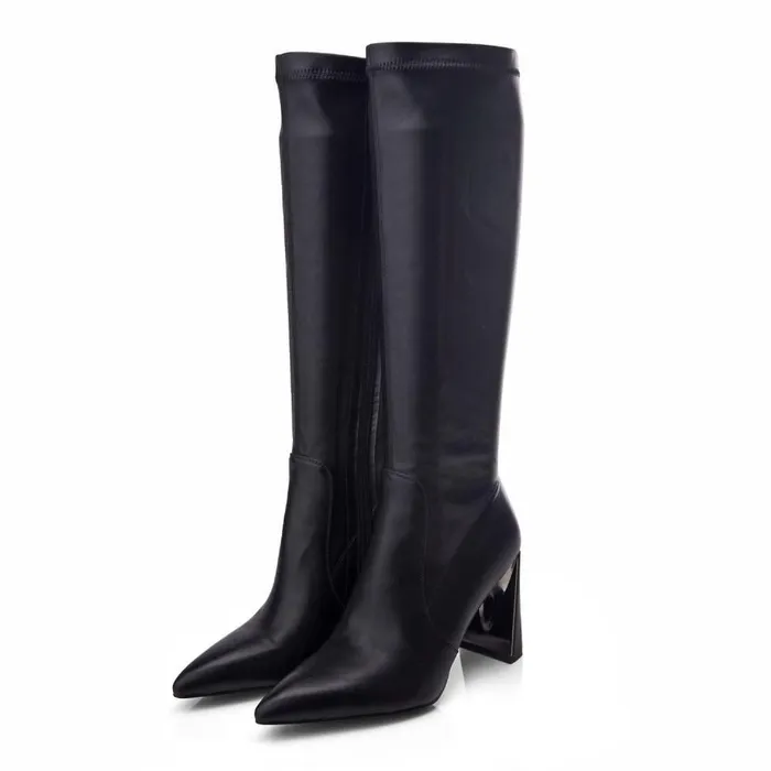 Women Moda In Pelle Knee High Boots Tamika Black Porvair Women Moda In Pelle Knee High Boots Tamika Black Porvair