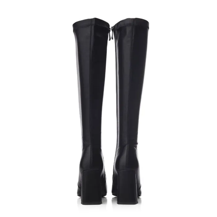Women Moda In Pelle Knee High Boots Tamika Black Porvair Women Moda In Pelle Knee High Boots Tamika Black Porvair