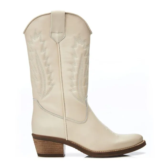 Women Moda In Pelle MidCalf Boots Fanntine Cream Leather Women Moda In Pelle MidCalf Boots Fanntine Cream Leather