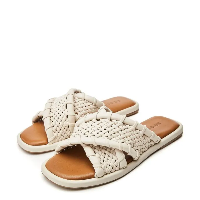 Women Moda In Pelle Slider Sandals Shoon Sh Scope Off White Leather