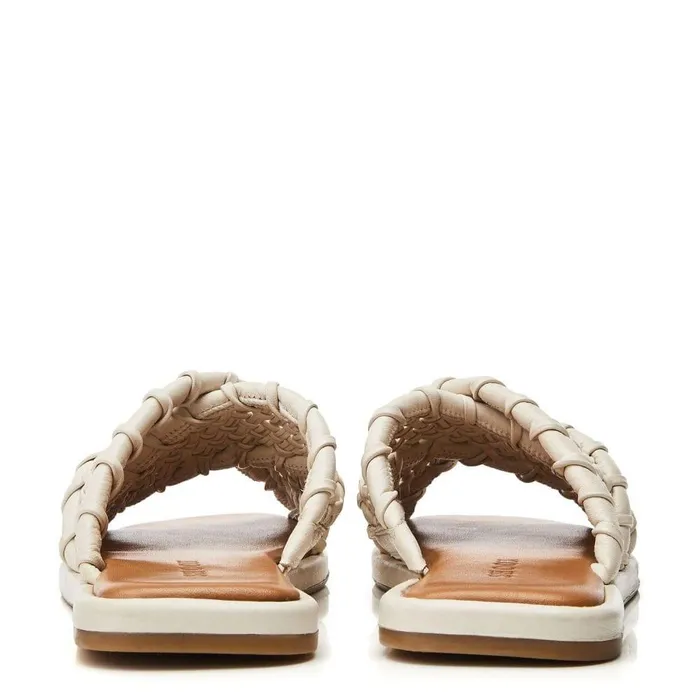 Women Moda In Pelle Slider Sandals Shoon Sh Scope Off White Leather