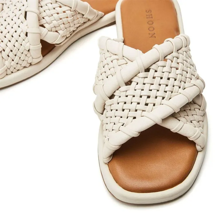 Women Moda In Pelle Slider Sandals Shoon Sh Scope Off White Leather