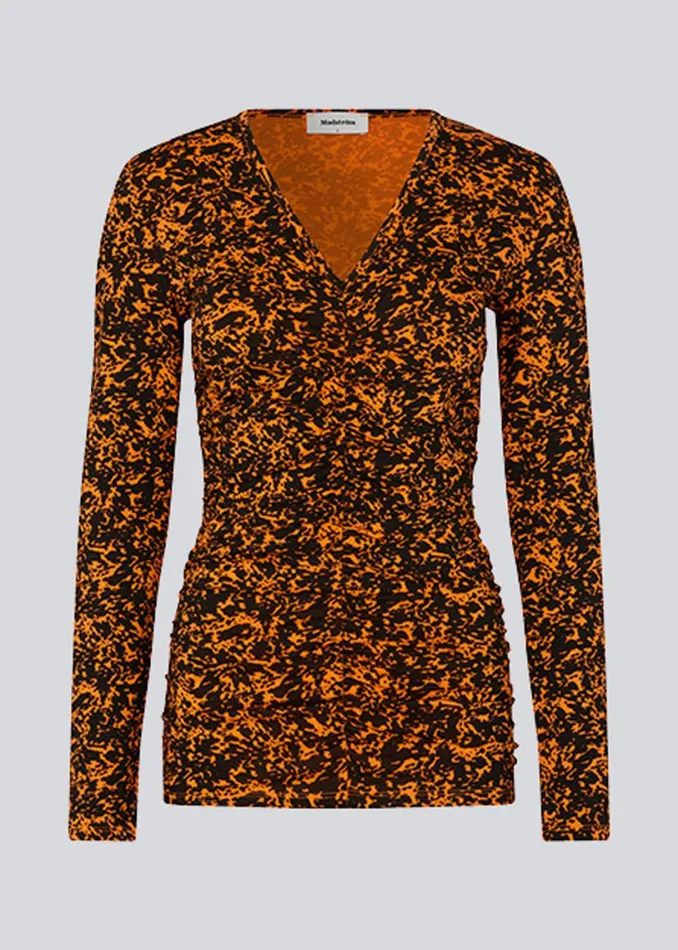Women Modstrm Tops CurtisMD Print Top Vibrant Orange Splash Women Modstrm Tops CurtisMD Print Top Vibrant Orange Splash