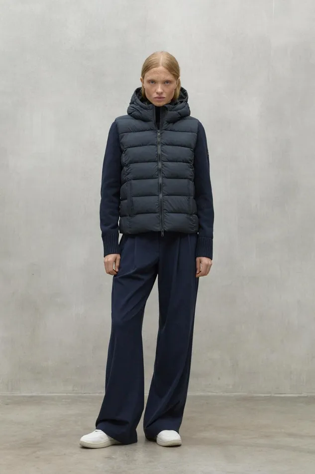 Women Navy Blue Denali Knitted Jacket Ecoalf Coats And Jackets