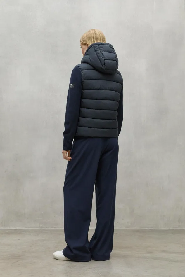 Women Navy Blue Denali Knitted Jacket Ecoalf Coats And Jackets