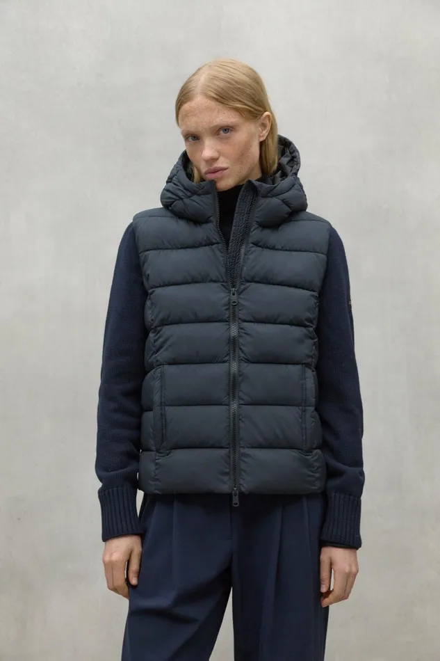 Women Navy Blue Denali Knitted Jacket Ecoalf Coats And Jackets