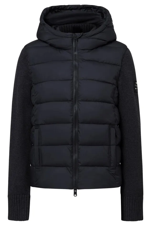 Women Navy Blue Denali Knitted Jacket Ecoalf Coats And Jackets