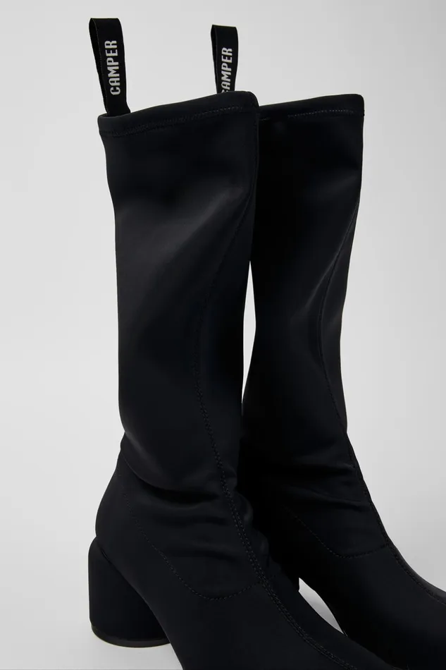 Women Niki Black Textile Bootie Camper Boots