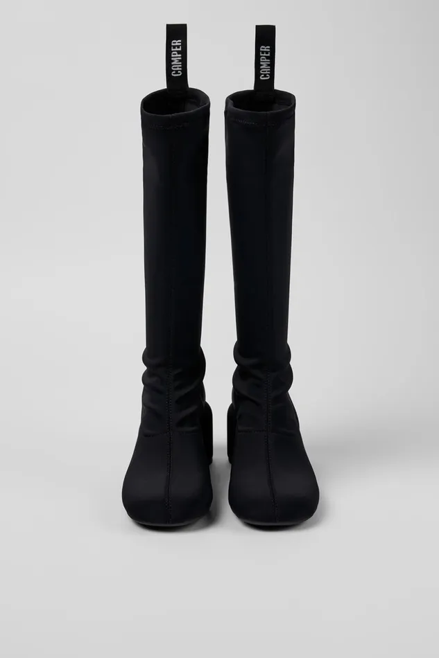 Women Niki Black Textile Bootie Camper Boots Women Niki Black Textile Bootie Camper Boots