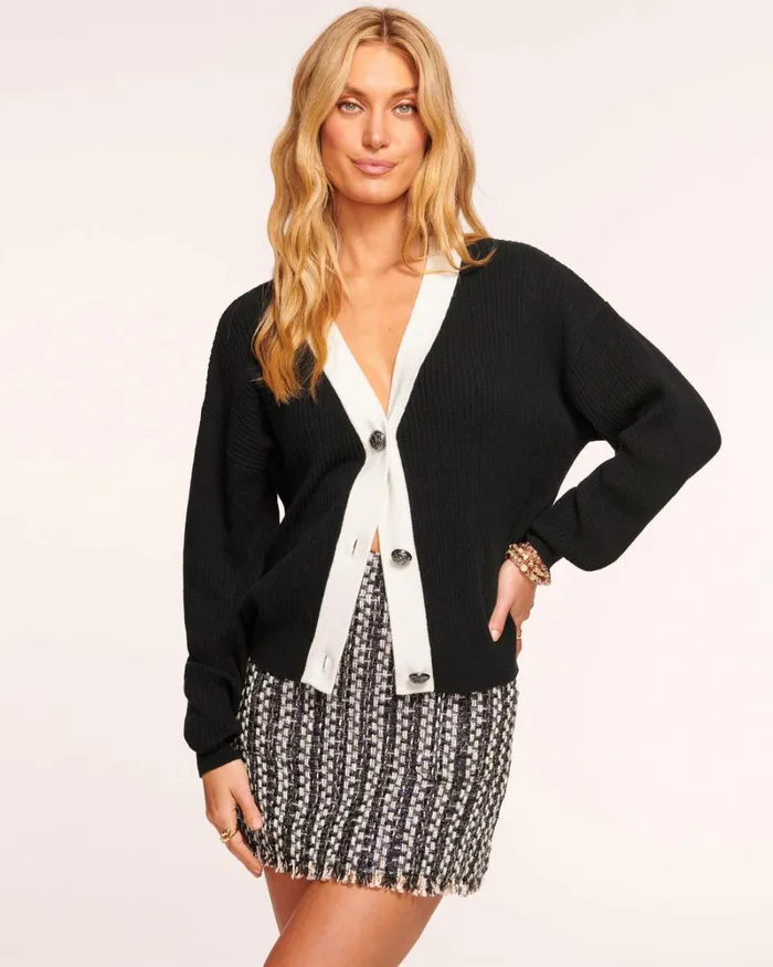 Women Nina Colorblock Cardigan Ivory Ramy Brook Tops