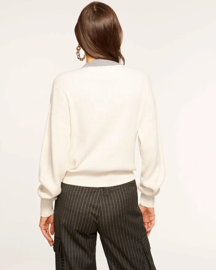 Women Nina Colorblock Cardigan Ivory Ramy Brook Tops Women Nina Colorblock Cardigan Ivory Ramy Brook Tops