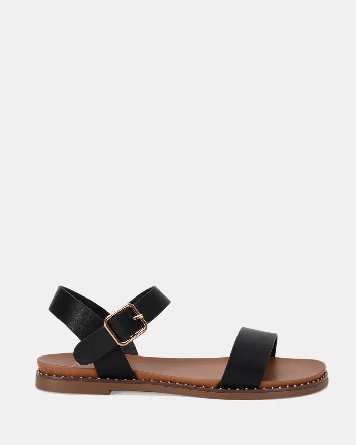 Women NOVO Shoes TRAINOR BLACK Strappy Sandals Flat Sandals