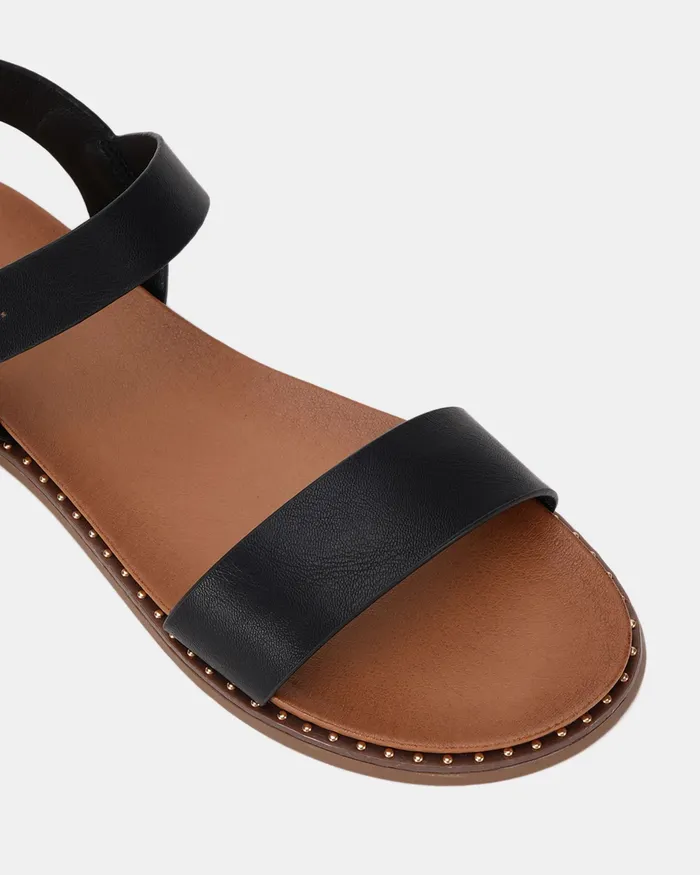 Women NOVO Shoes TRAINOR BLACK Strappy Sandals Flat Sandals