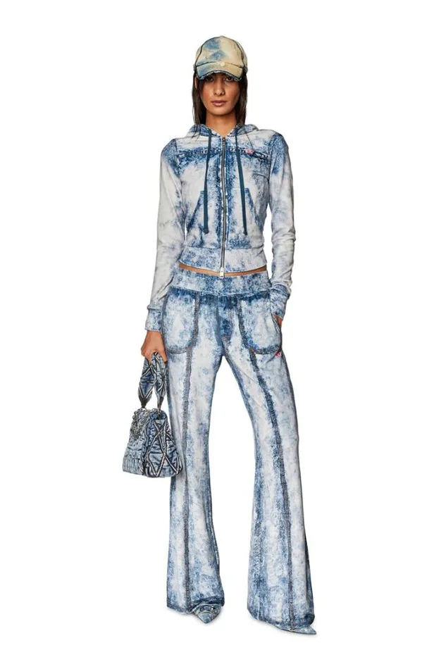 Women PNey Light Blue Diesel Trousers And Shorts