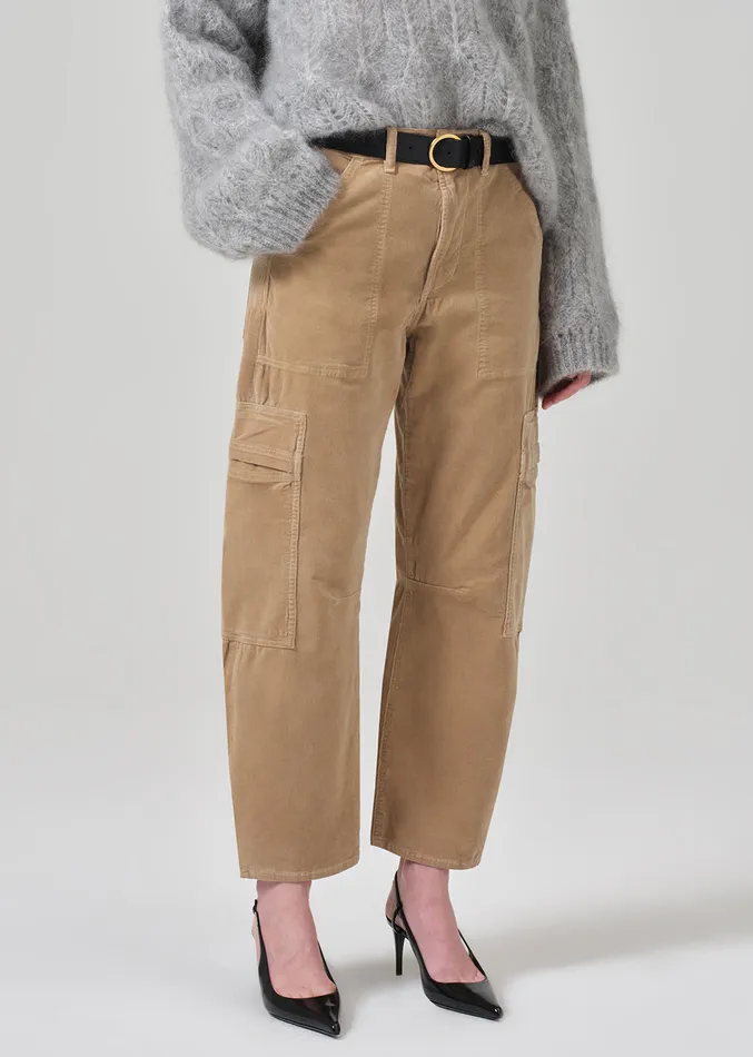Women Pants Citizens Of Humanity Marcelle Low Slung Easy Cargo Corduroy In Champagne