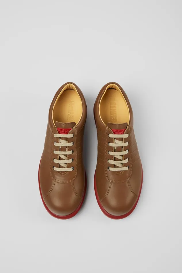 Women Pelotas Brown Leather Shoes Camper Casual Shoes Women Pelotas Brown Leather Shoes Camper Casual Shoes