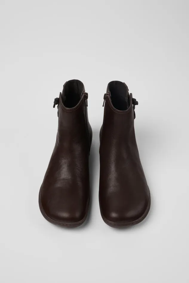 Women Peu Brown Leather Boots Camper Ankle Boots Women Peu Brown Leather Boots Camper Ankle Boots
