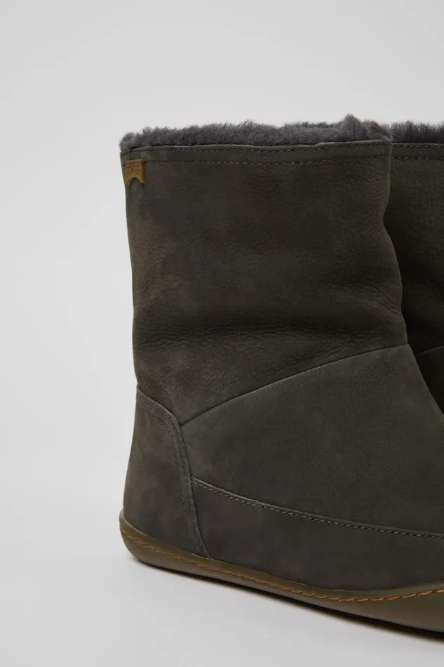 Women Peu Dark Grey Nubuck Ankle Boots Camper Boots