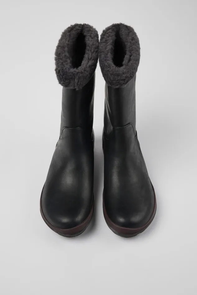 Women Peu Pista GORETEX Black Leather Boots Camper Boots Women Peu Pista GORETEX Black Leather Boots Camper Boots