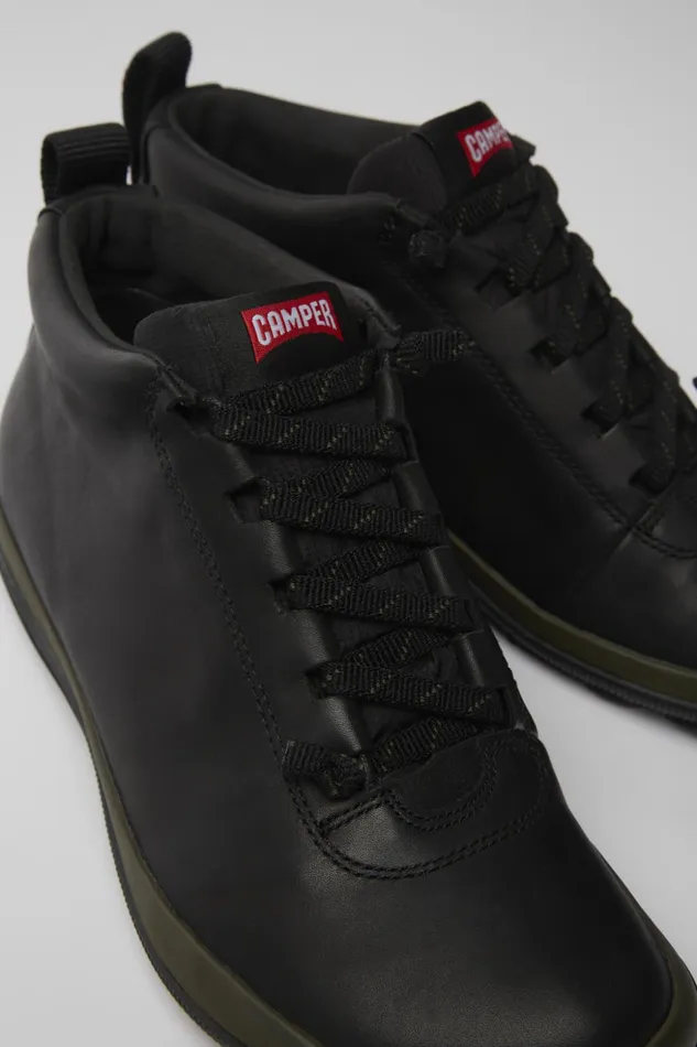 Women Peu Pista GORETEX Black Leather Sneakers Camper Ankle Boots