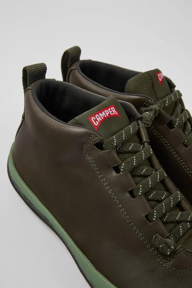 Women Peu Pista GORETEX Green Leather Sneakers Camper Ankle Boots