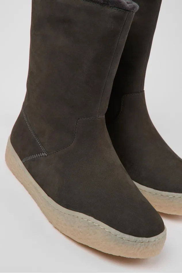 Women Peu Terreno Gray Nubuck Boots Camper Boots