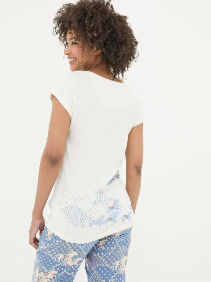 Women Pyjamas and Nightwear Fat Face Cream Horse Graphic TShirt