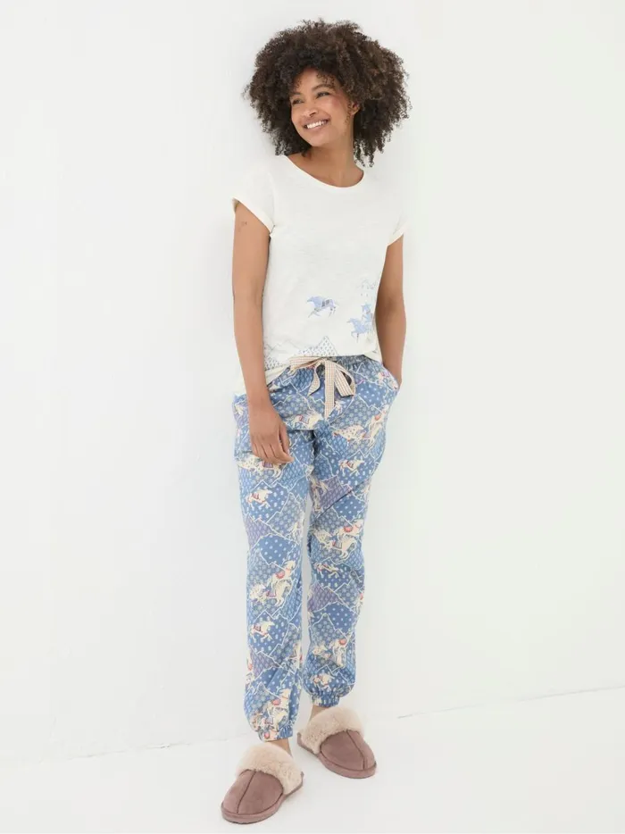Women Pyjamas and Nightwear Fat Face Cream Horse Graphic TShirt