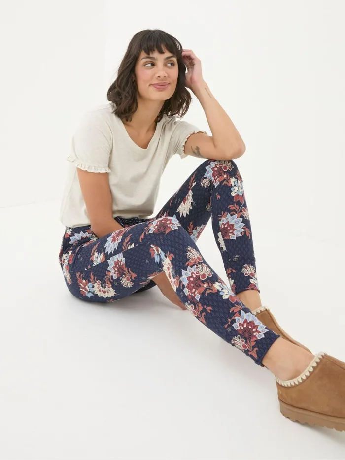 Women Pyjamas and Nightwear Fat Face Ellie Navy Patchwork Pyjama Bottoms