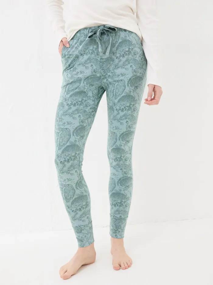 Women Pyjamas and Nightwear Fat Face Ellie Teal Green Woodland Leggings