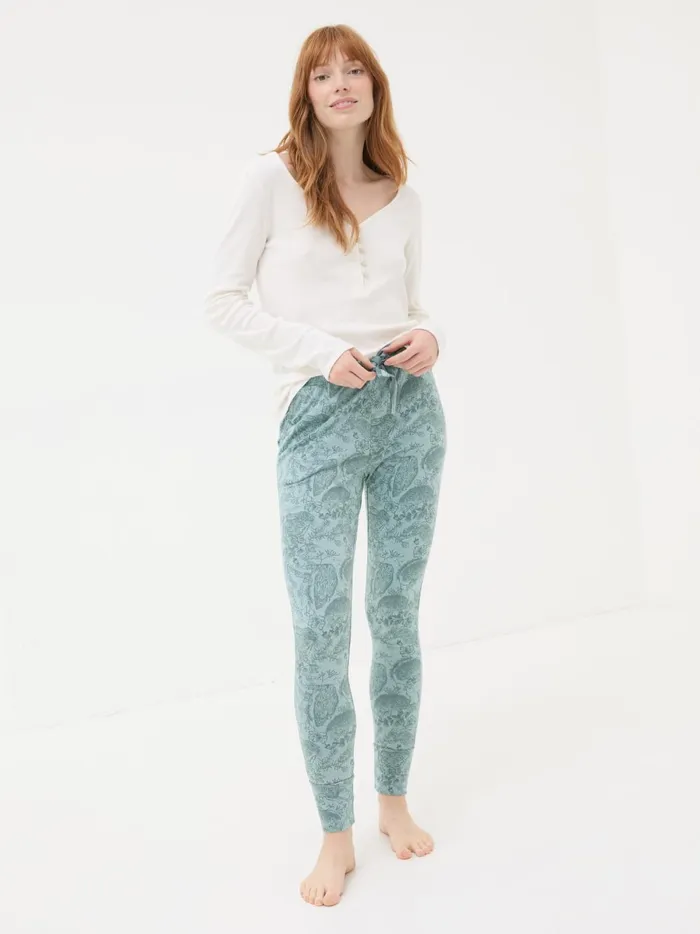 Women Pyjamas and Nightwear Fat Face Ellie Teal Green Woodland Leggings Women Pyjamas and Nightwear Fat Face Ellie Teal Green Woodland Leggings