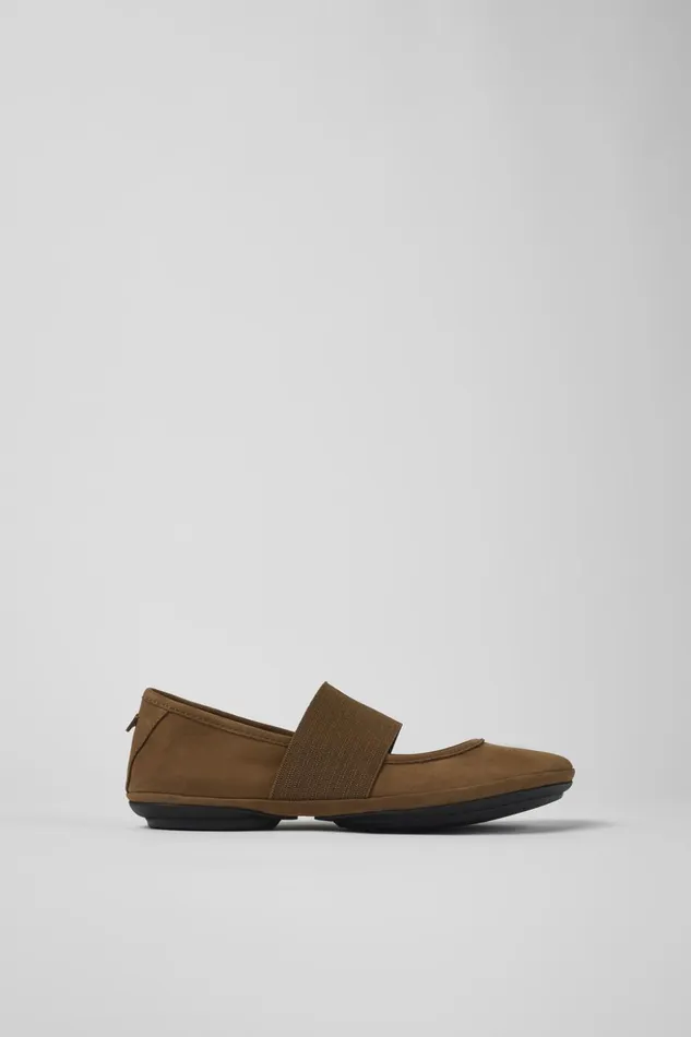 Women Right Brown Nubuck Ballerinas Camper Ballerinas Women Right Brown Nubuck Ballerinas Camper Ballerinas