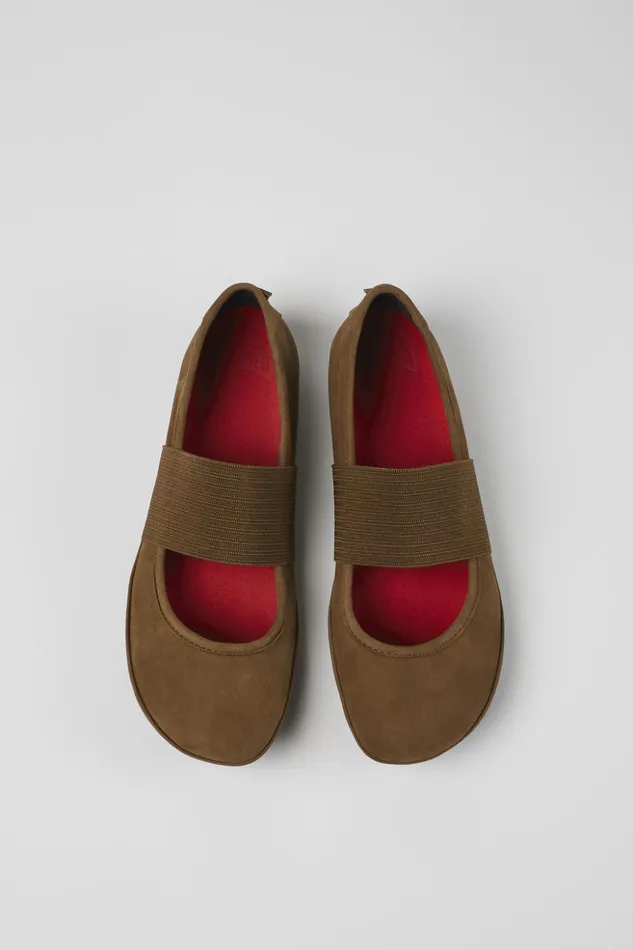 Women Right Brown Nubuck Ballerinas Camper Ballerinas Women Right Brown Nubuck Ballerinas Camper Ballerinas