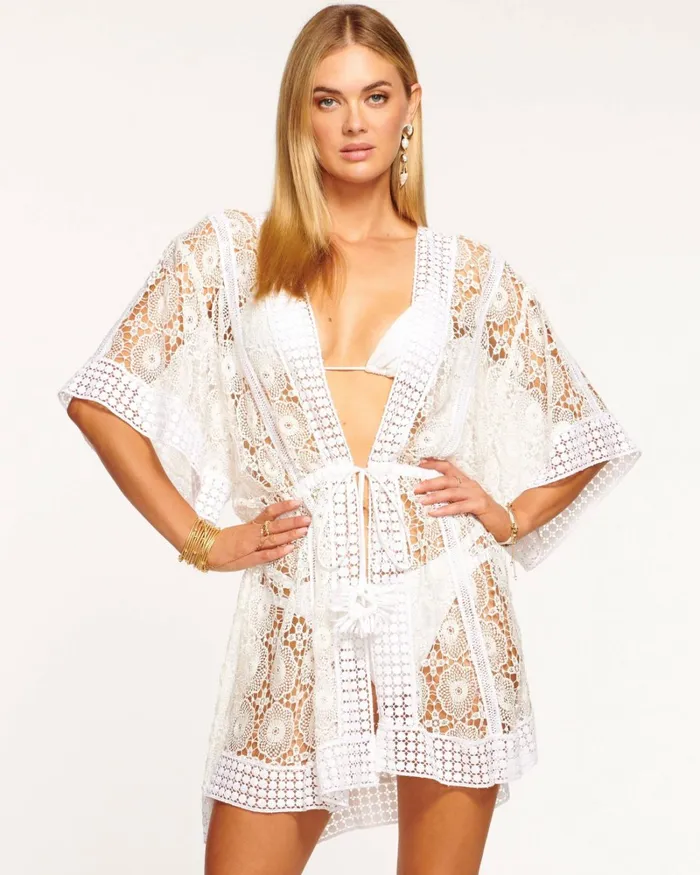 Women Robin Coverup Mini Dress White Lace Ramy Brook Swimwear Women Robin Coverup Mini Dress White Lace Ramy Brook Swimwear