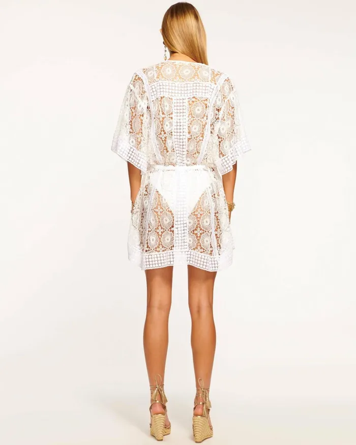 Women Robin Coverup Mini Dress White Lace Ramy Brook Swimwear Women Robin Coverup Mini Dress White Lace Ramy Brook Swimwear