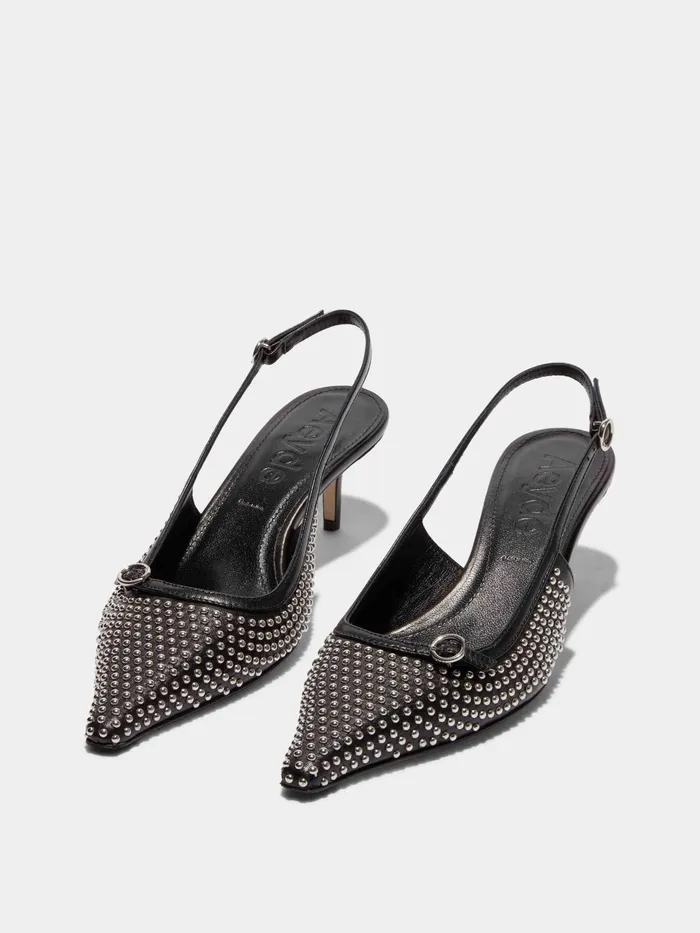 Women Saba Mini Stud Leather Slingback Pumps Aeyde Pumps