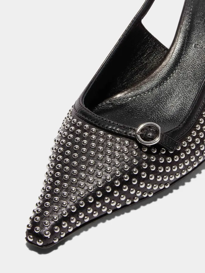 Women Saba Mini Stud Leather Slingback Pumps Aeyde Pumps