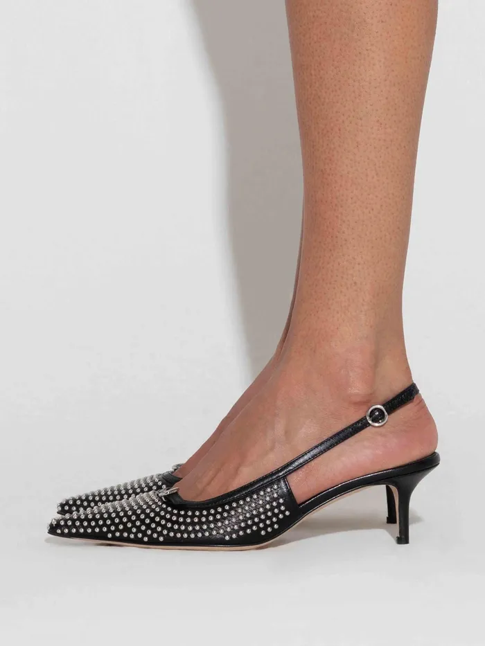Women Saba Mini Stud Leather Slingback Pumps Aeyde Pumps
