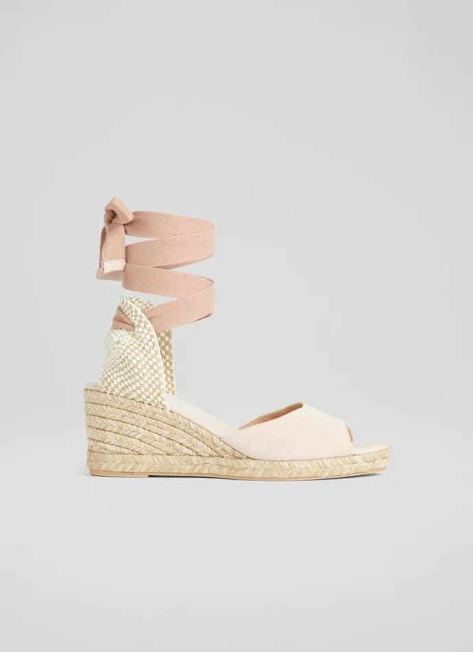 Women Sandals LKBennett Marianne Pink Suede Open Toe Espadrille Wedges Bubblegum Women Sandals LKBennett Marianne Pink Suede Open Toe Espadrille Wedges Bubblegum