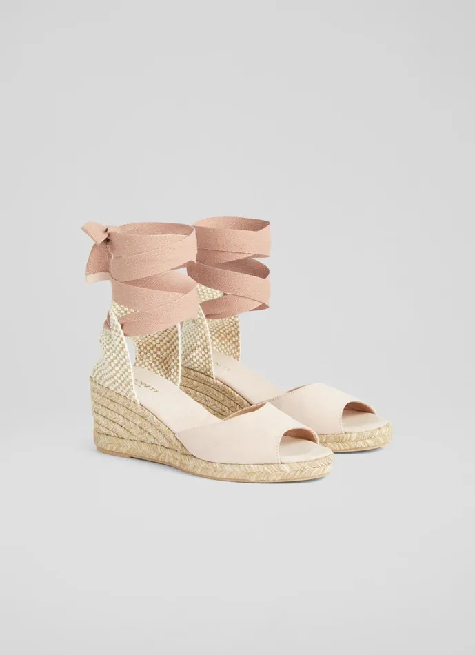 Women Sandals LKBennett Marianne Pink Suede Open Toe Espadrille Wedges Bubblegum Women Sandals LKBennett Marianne Pink Suede Open Toe Espadrille Wedges Bubblegum