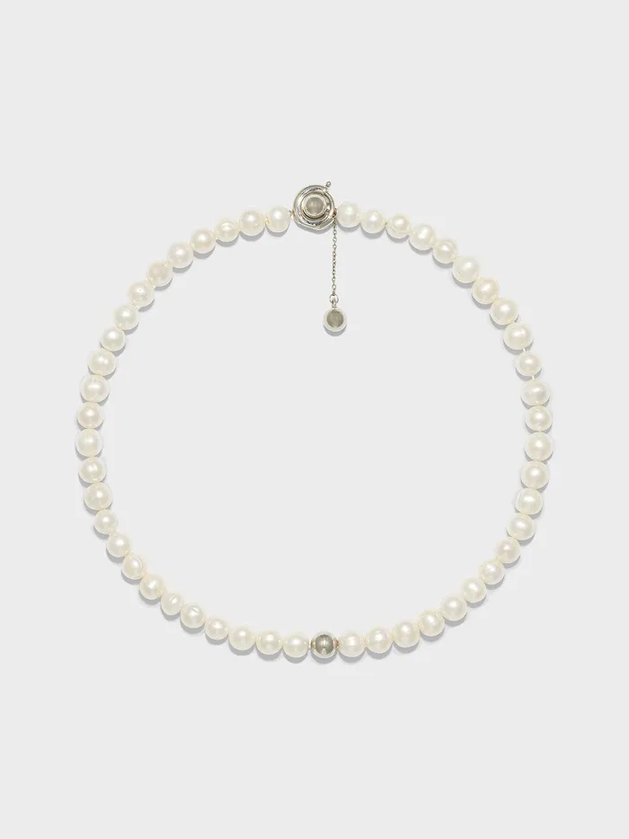 Women Sarin Pearl And PalladiumPlated Necklace Aeyde Necklaces