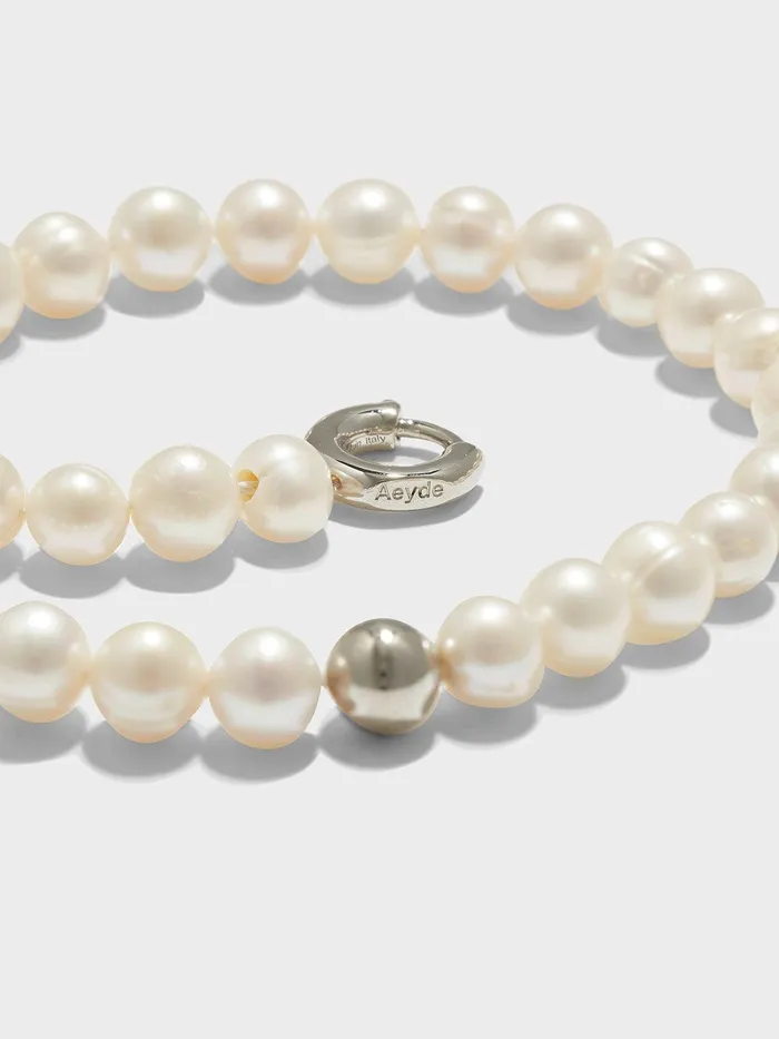 Women Sarin Pearl And PalladiumPlated Necklace Aeyde Necklaces