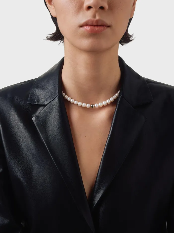 Women Sarin Pearl And PalladiumPlated Necklace Aeyde Necklaces