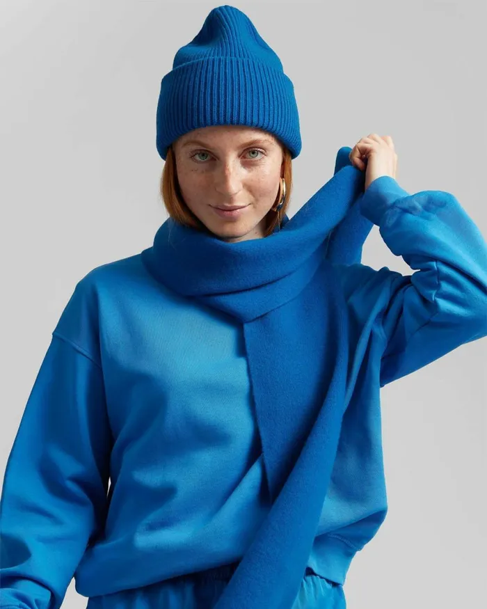 Women Scarves Colorful Standard Merino Wool Scarf Pacific Blue